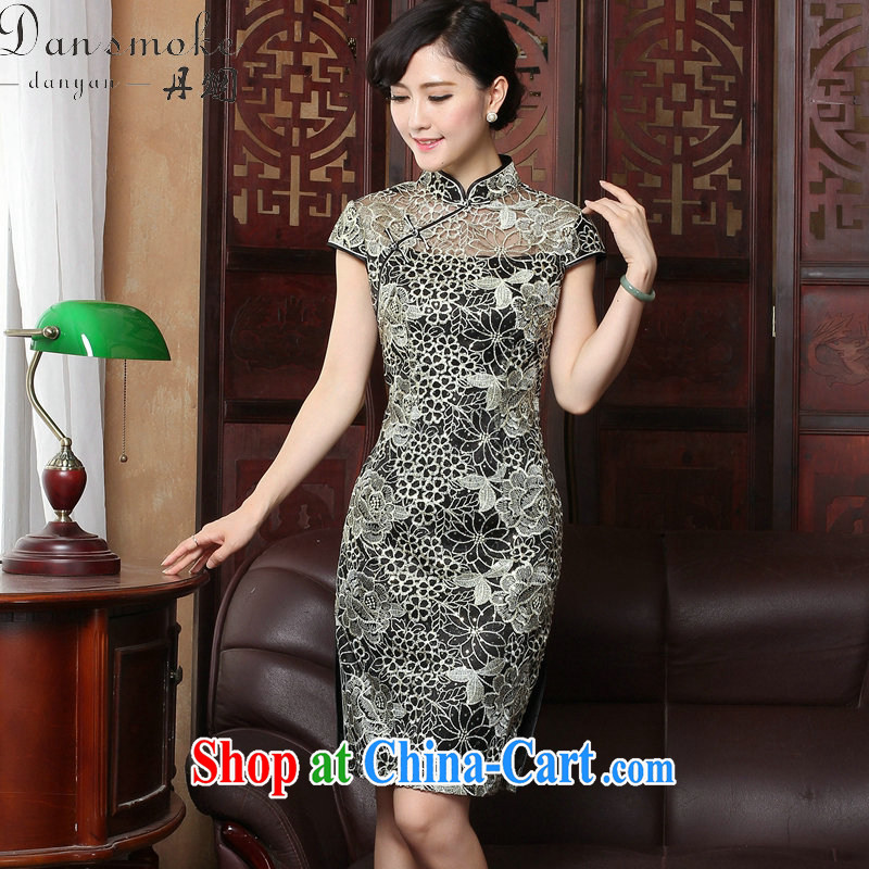 Bin Laden smoke 2015 sexy lace cheongsam summer retro female Chinese improved fashion, for embroidery cheongsam dress in figure 3XL, Bin Laden smoke, shopping on the Internet