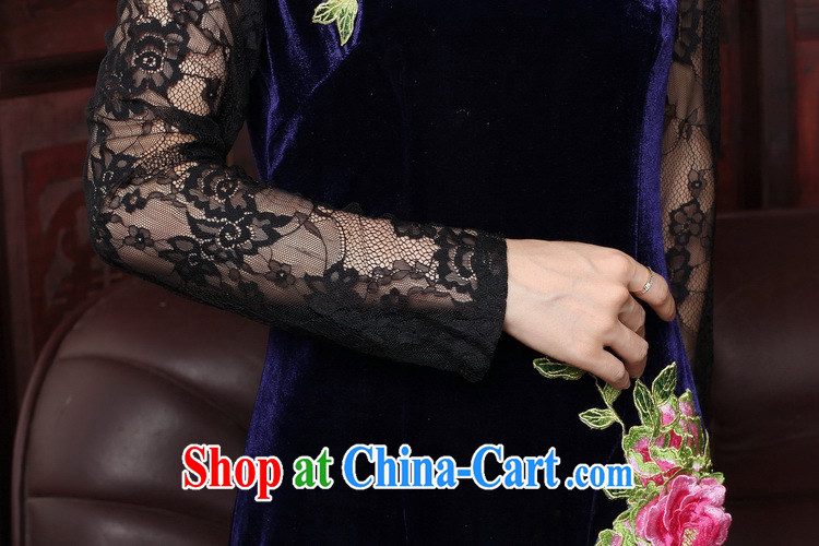 Take the spring and summer new improved cheongsam stylish velour cheongsam dress V for Chinese traditional embroidery lace cheongsam high female figure color 2 XL pictures, price, brand platters! Elections are good character, the national distribution, so why buy now enjoy more preferential! Health