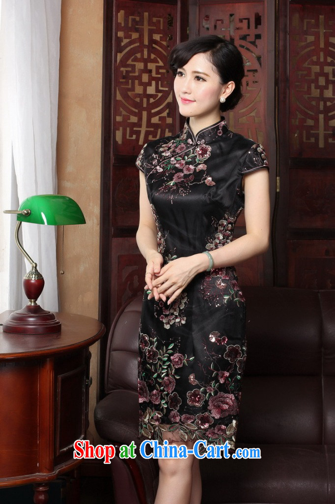 spend the summer with new dresses Tang Women's clothes Silk Cheongsam dress pleated skirts dress Chinese improved national wind lace cheongsam as shown color L pictures, price, brand platters! Elections are good character, the national distribution, so why buy now enjoy more preferential! Health