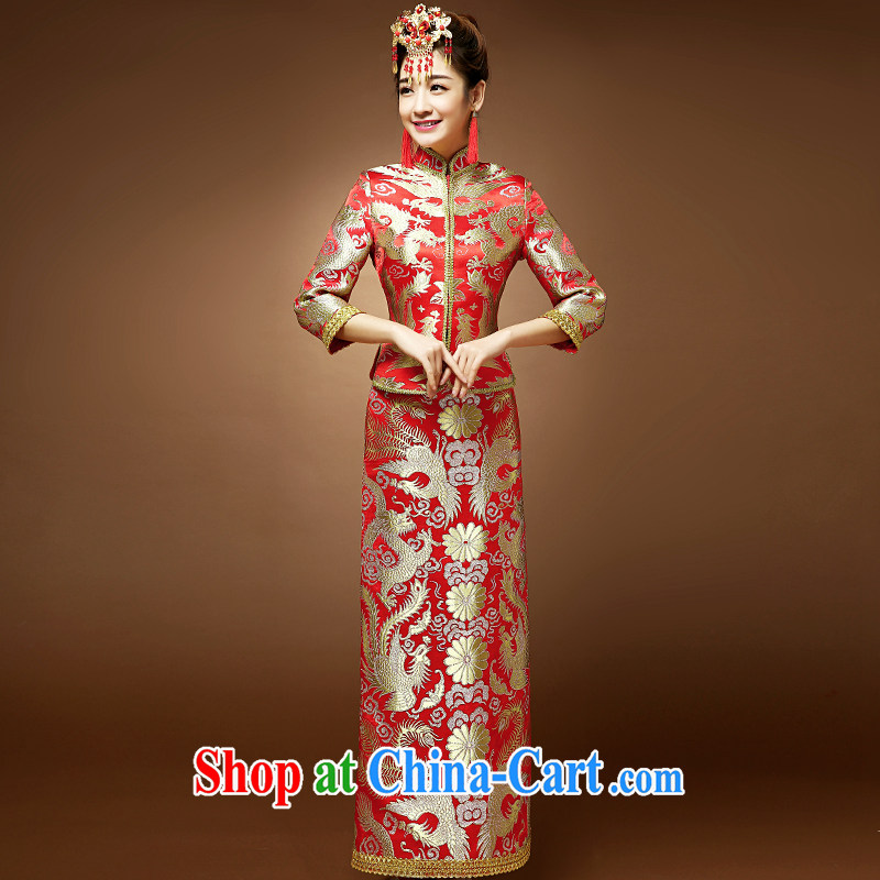 Service was good in spring 2015 new marriage-su Wo Service Bridal Chinese Dress cheongsam dress uniform toast Phoenix use of dress red 2 XL, good service, and, shopping on the Internet