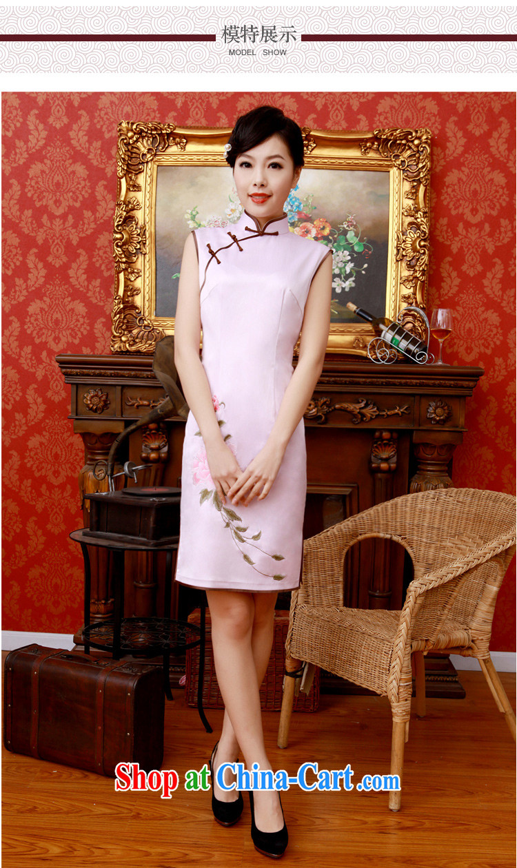 once and for all, 2015 new embroidery cheongsam pink modern China wind dress daily short high-end custom light pink tailored 20 Day Shipping pictures, price, brand platters! Elections are good character, the national distribution, so why buy now enjoy more preferential! Health