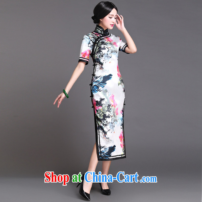 China classic 2015 new summer day, qipao dresses retro improved long, elegant arts, privacy, L, China Classic (HUAZUJINGDIAN), online shopping