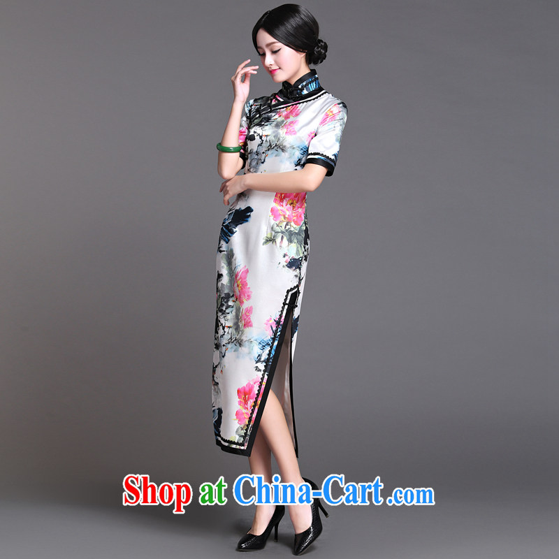 China classic 2015 new summer day, qipao dresses retro improved long, elegant arts, privacy, L, China Classic (HUAZUJINGDIAN), online shopping