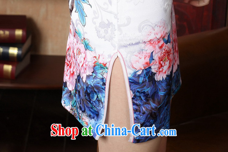 In accordance with the conditions in summer and stylish new Chinese qipao is a flap Classic tray clip short, cultivating Chinese cheongsam dress - A blue 2 XL pictures, price, brand platters! Elections are good character, the national distribution, so why buy now enjoy more preferential! Health