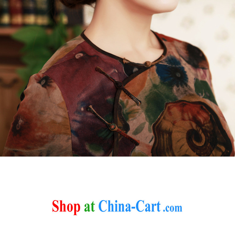 once and for all, spring 2015 new cheongsam silk incense cloud yarn, long-sleeved long collars improved cheongsam dress brown tailored 10 day shipping, once and for all (EFU), and, on-line shopping