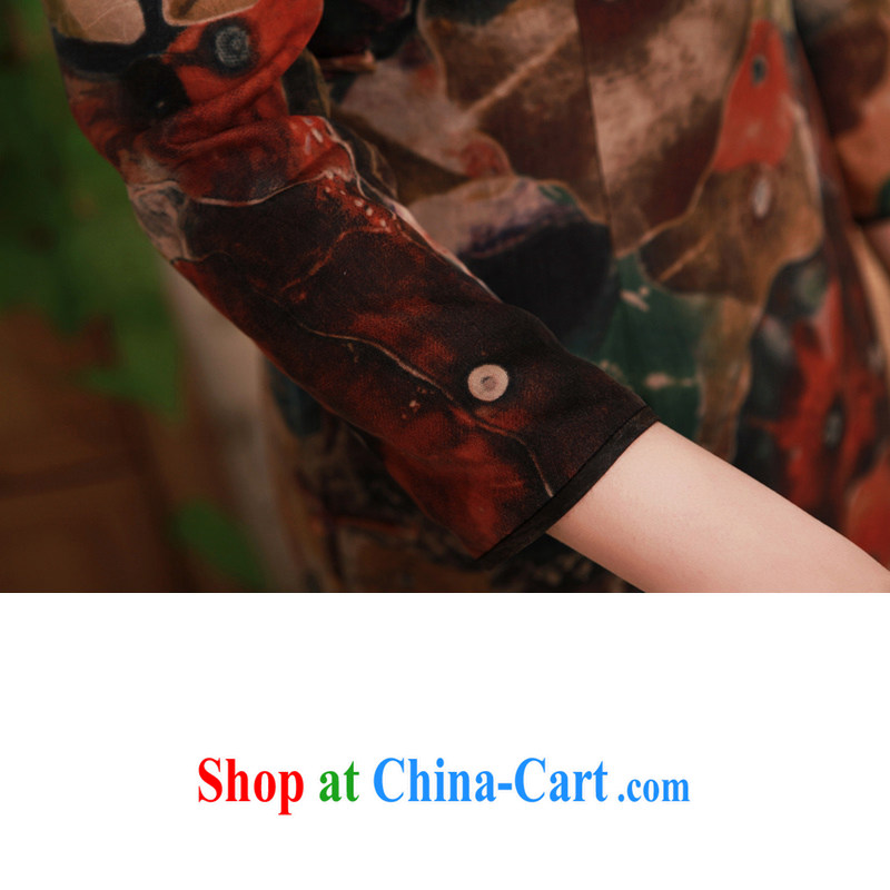 once and for all, spring 2015 new cheongsam silk incense cloud yarn, long-sleeved long collars improved cheongsam dress brown tailored 10 day shipping, once and for all (EFU), and, on-line shopping