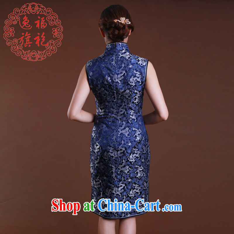 once and for all and well cheongsam high quality Brocade cheongsam Montreal Blue Dragon improved fashion style tailored blue tailored 10 Day Shipping, once and for all (EFU), and, on-line shopping