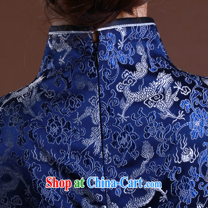 once and for all and well cheongsam high quality Brocade cheongsam Montreal Blue Dragon improved fashion style tailored blue tailored 10 Day Shipping, once and for all (EFU), and, on-line shopping