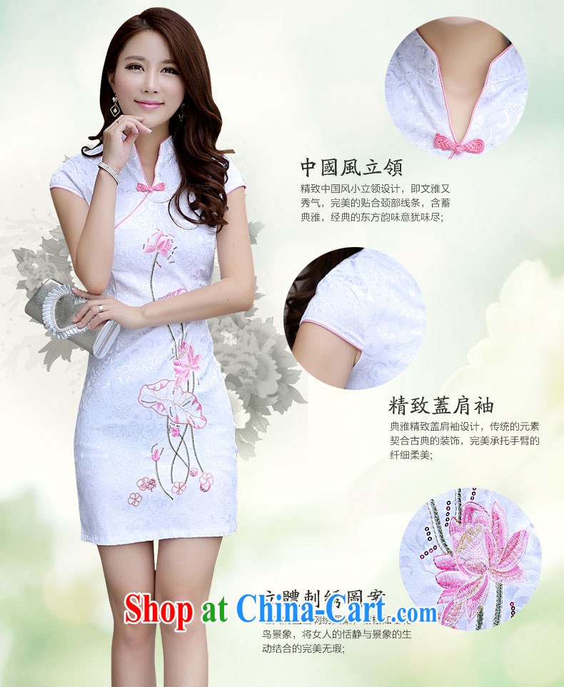 PCA dresses summer Chinese New Products short-sleeved qipao improved V style beauty light blue L pictures, price, brand platters! Elections are good character, the national distribution, so why buy now enjoy more preferential! Health