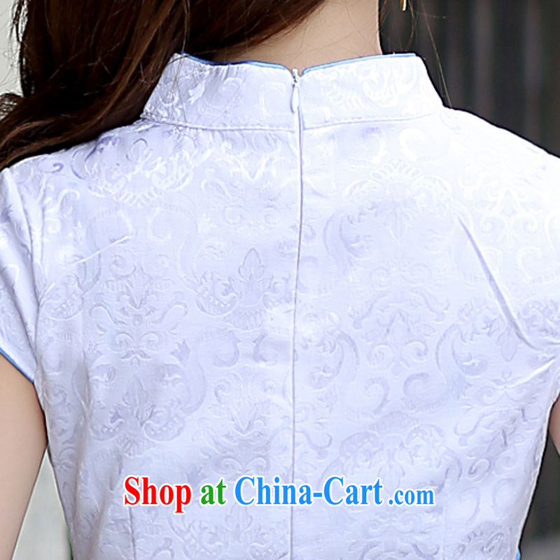 PCA dresses summer Chinese New Products short-sleeved qipao improved V style beauty light blue L, Pca, shopping on the Internet