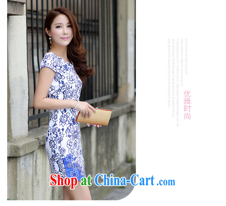 PCA spring and summer with new Chinese wind embroidered cultivating short-sleeved qipao Cheong Wa Dae porcelain cheongsam dress blue and white porcelain XL pictures, price, brand platters! Elections are good character, the national distribution, so why buy now enjoy more preferential! Health