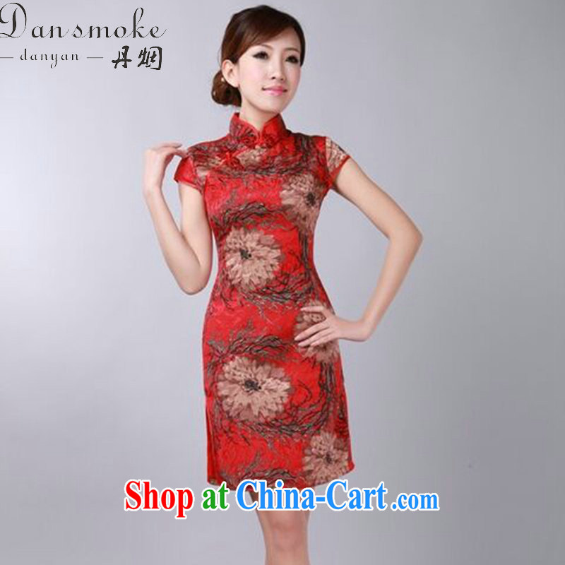 Bin Laden smoke-free 2015 summer new retro floral flowers Chinese improved qipao and collar jacquard cotton cheongsam dress figure-color 2 XL, Bin Laden smoke, shopping on the Internet