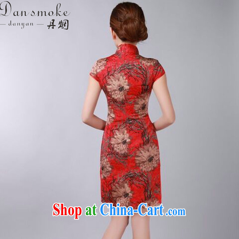 Bin Laden smoke-free 2015 summer new retro floral flowers Chinese improved qipao and collar jacquard cotton cheongsam dress figure-color 2 XL, Bin Laden smoke, shopping on the Internet