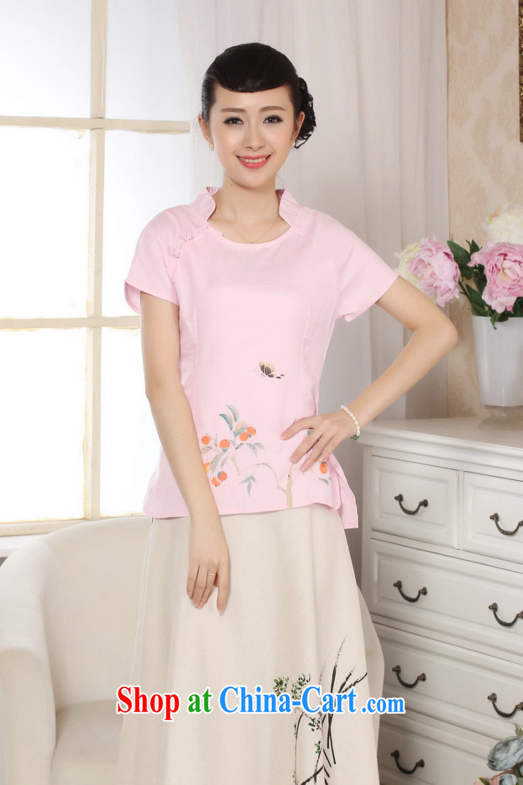 spend the summer with new female Chinese Chinese improved retro hand-painted cotton Ma T-shirt ethnic wind original short-sleeved Tang single, pink T-shirt 2XL pictures, price, brand platters! Elections are good character, the national distribution, so why buy now enjoy more preferential! Health