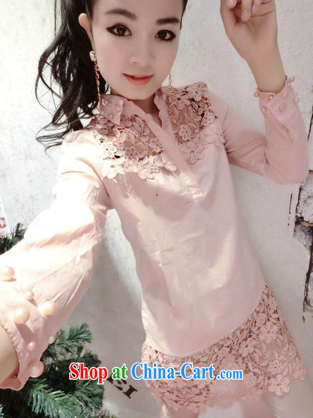 Air, honey snow European site stylish lounge flower Openwork decoration Pearl cuff long shirt T-shirt pink L pictures, price, brand platters! Elections are good character, the national distribution, so why buy now enjoy more preferential! Health