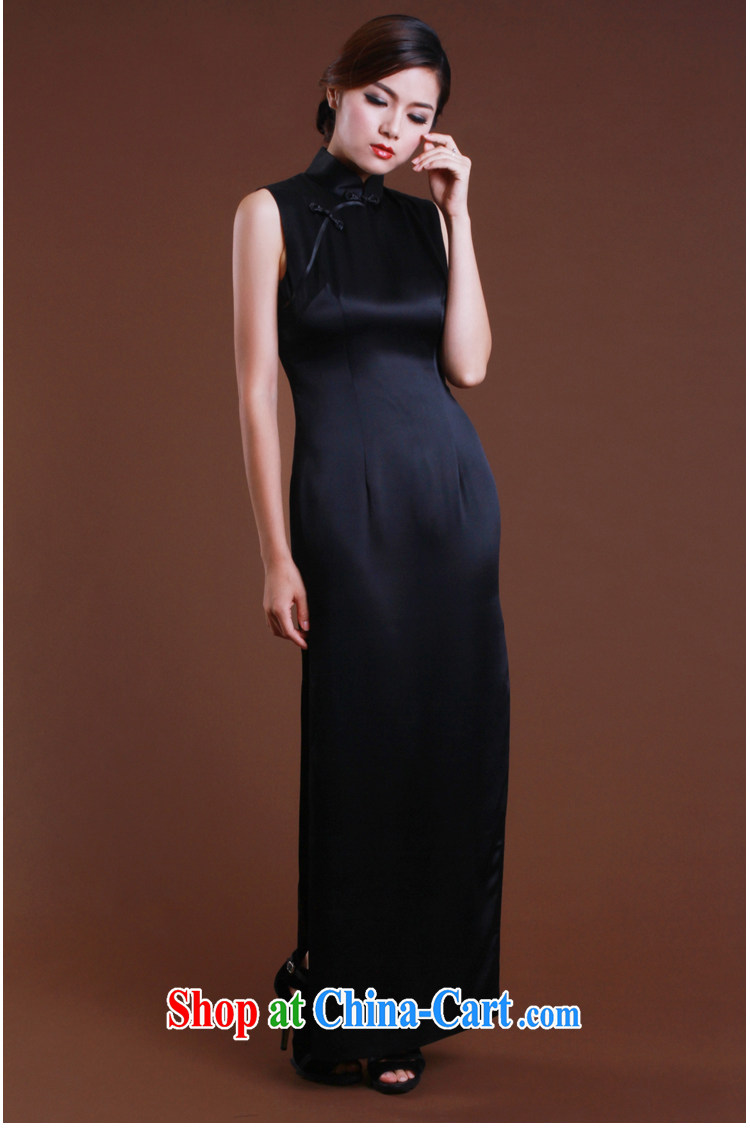 once and for all, a solid color heavy Silk Cheongsam dress retro long, simple Chinese Dress spring and summer dresses, advanced custom black tailored 10 Day Shipping pictures, price, brand platters! Elections are good character, the national distribution, so why buy now enjoy more preferential! Health