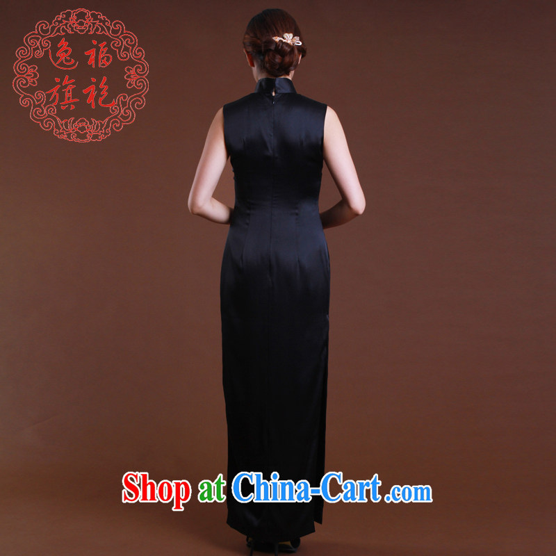 once and for all, a solid color heavy Silk Cheongsam dress retro long, simple Chinese Dress spring and summer dresses, advanced custom black tailored 10 Day Shipping, once and for all (EFU), and shopping on the Internet
