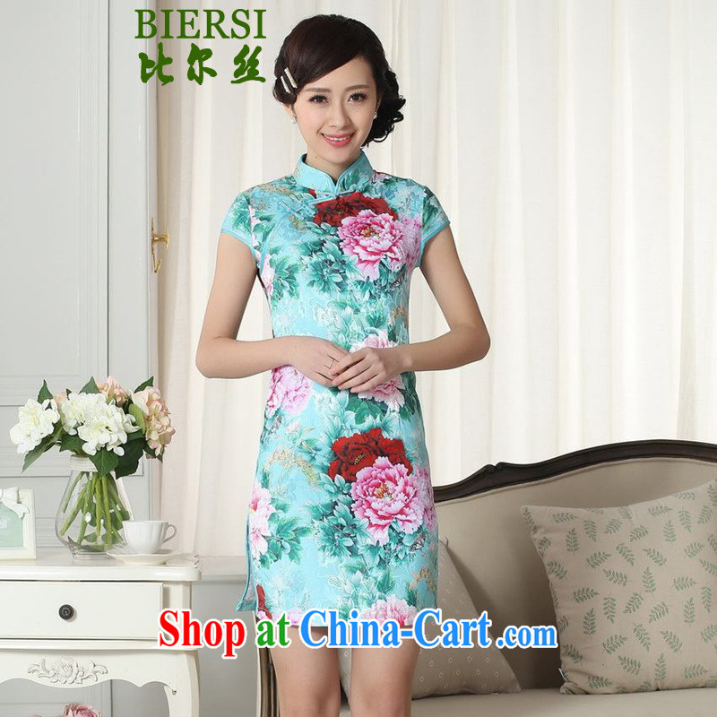 Carl Bildt, summer new elegance Chinese Chinese qipao stylish beauty short short cheongsam dress as figure 2 XL