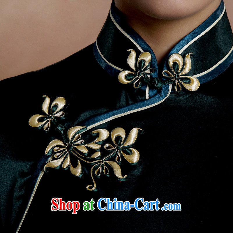 once and for all, dark heavy Silk Cheongsam long retro stars with very high standard, the clothes spring dresses dark tailored 15 Day Shipping, once and for all, (EFU), online shopping