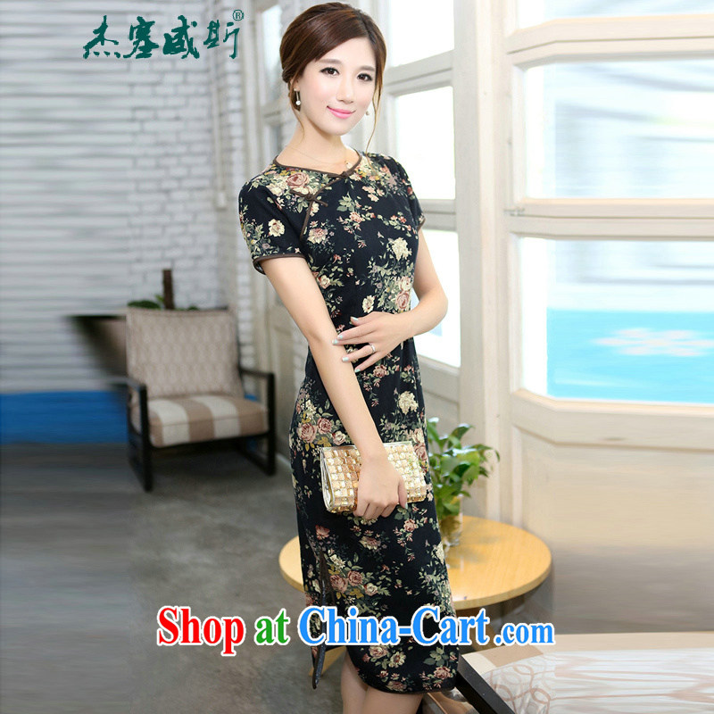 The Jessup, spring and summer girls retro elegant cotton the field characteristics for manual for cultivating short-sleeved, long-neck cheongsam floral Peony memory S, Jessup, and shopping on the Internet