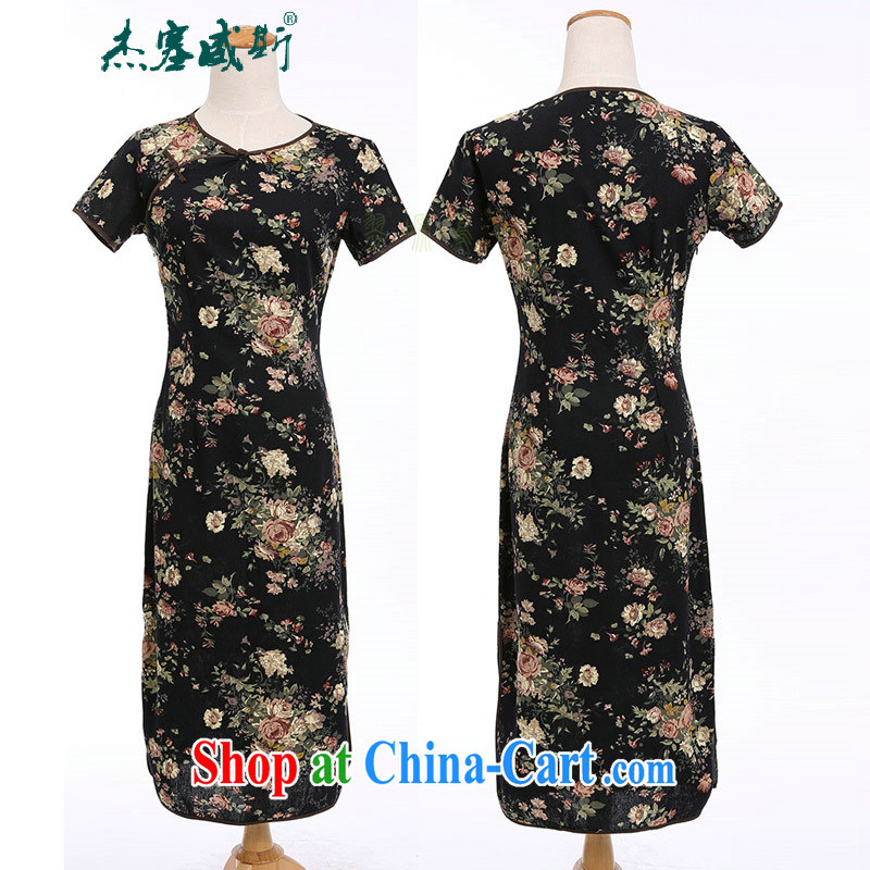 The Jessup, spring and summer girls retro elegant cotton the field characteristics for manual for cultivating short-sleeved, long-neck cheongsam floral Peony memory S, Jessup, and shopping on the Internet