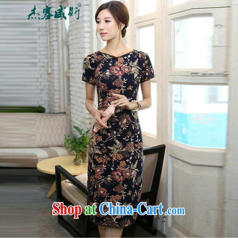 The jack plug, spring and summer girls retro elegant cotton the field characteristics for a field manual for cultivating, short-sleeved long cheongsam Cheuk-yan autumn round-collar XXL, Jessup, and shopping on the Internet