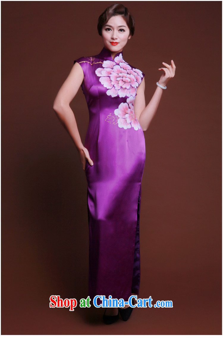 once and for all, dark green heavy Silk Dresses 2015 new Chinese Dress high-end custom hand painted dresses long, Purple tailored 20 Day Shipping pictures, price, brand platters! Elections are good character, the national distribution, so why buy now enjoy more preferential! Health