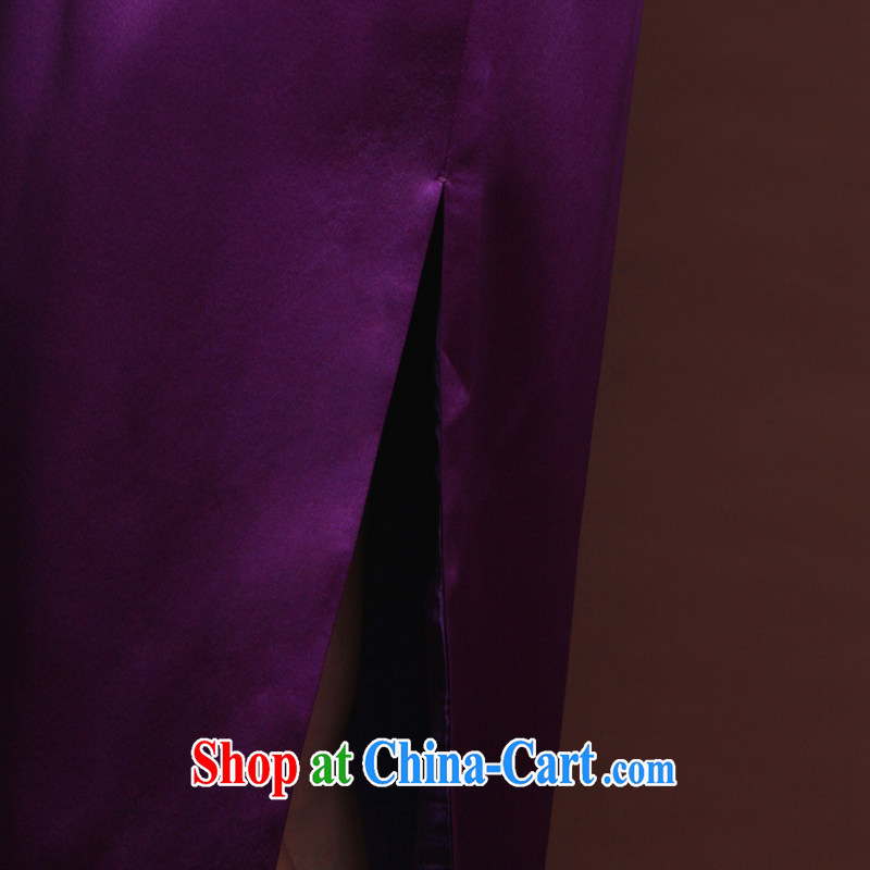 once and for all, dark green heavy Silk Dresses 2015 new Chinese Dress high-end custom hand-painted dresses long, Purple tailored 20 Day Shipping, once and for all (EFU), and, on-line shopping