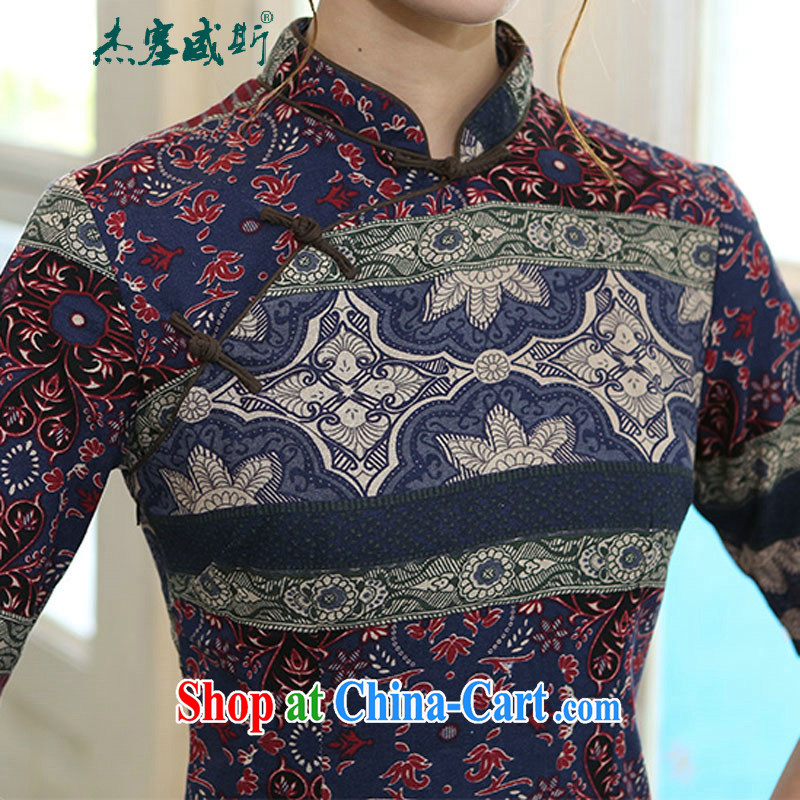 The jack plug, spring and summer clothes and elegant refined classical spell color Collar lining up in cotton, the manual field for cheongsam cheongsam dress classic spell color dresses L, Jessup, and, on-line shopping