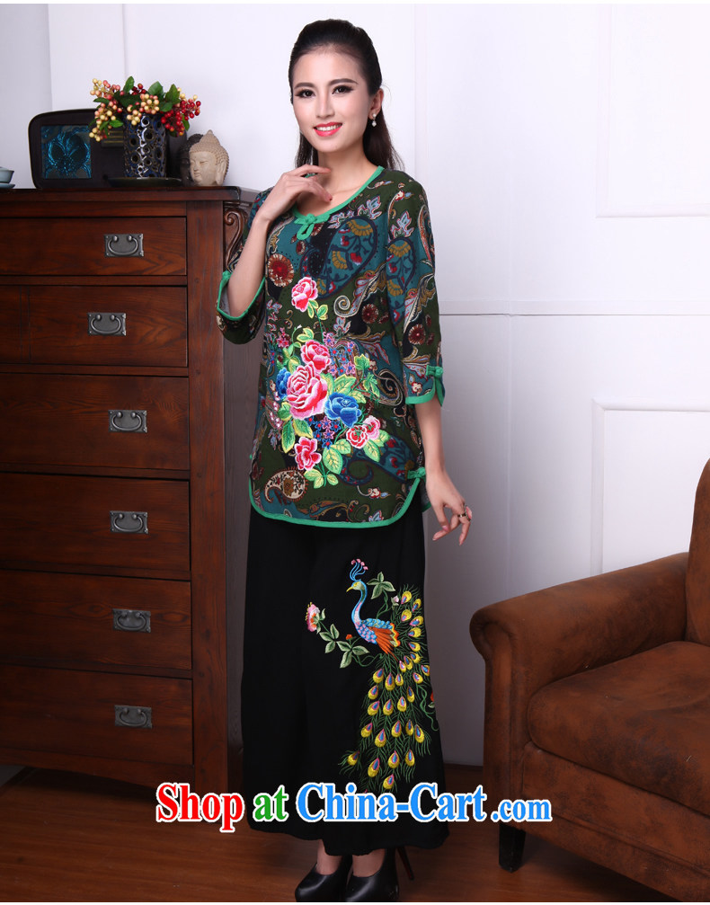 Bong-amphibious Ori-Jing Yao 2015 summer new cotton Ma ethnic wind shirt long floral embroidery Chinese T-shirt DQ 1528 suit 2 XXL pictures, price, brand platters! Elections are good character, the national distribution, so why buy now enjoy more preferential! Health