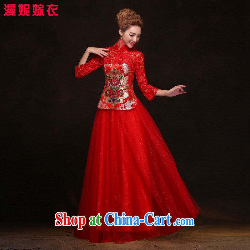 man she married Yi Manni red improved long dresses 2015 new spring and summer bridal toast clothing wedding dresses WYFC XXL 7006