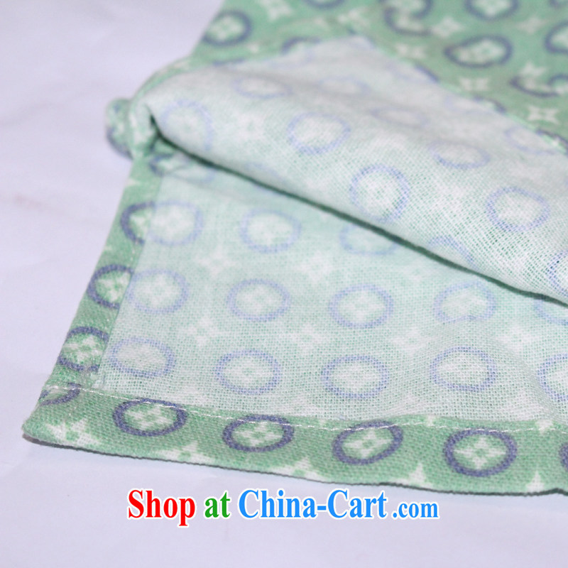 Bong-amphibious Ori-ice-yin summer 2015 new Chinese T-shirt retro, cotton for the beauty, short Chinese T-shirt DQ 1532 light green XXL, Bong-amphibious and, on-line shopping