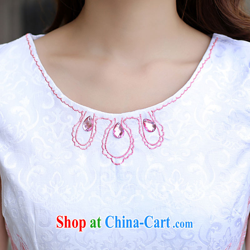 PCA 2015 spring and summer new short cheongsam tang on improved cultivation female pink flower M, Pca, shopping on the Internet