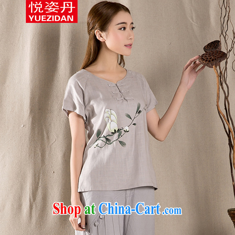 Yue Chi Dan 2015 summer new antique Chinese female fashion cheongsam shirt cotton Ms. Yau Ma Tei Tong with gray M, colorful Dan, shopping on the Internet