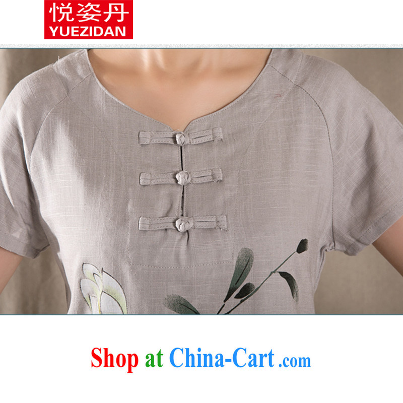 Yue Chi Dan 2015 summer new antique Chinese female fashion cheongsam shirt cotton Ms. Yau Ma Tei Tong with gray M, colorful Dan, shopping on the Internet