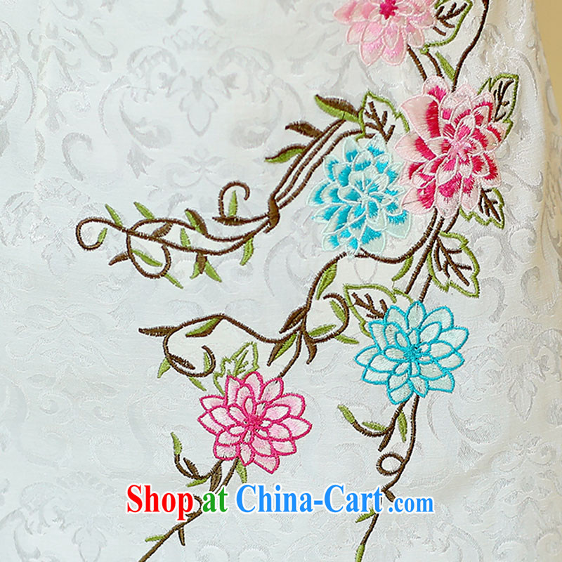 PCA spring and summer Chinese new short-sleeved qipao improved China wind embroidered graphics thin white XL, Pca, and shopping on the Internet