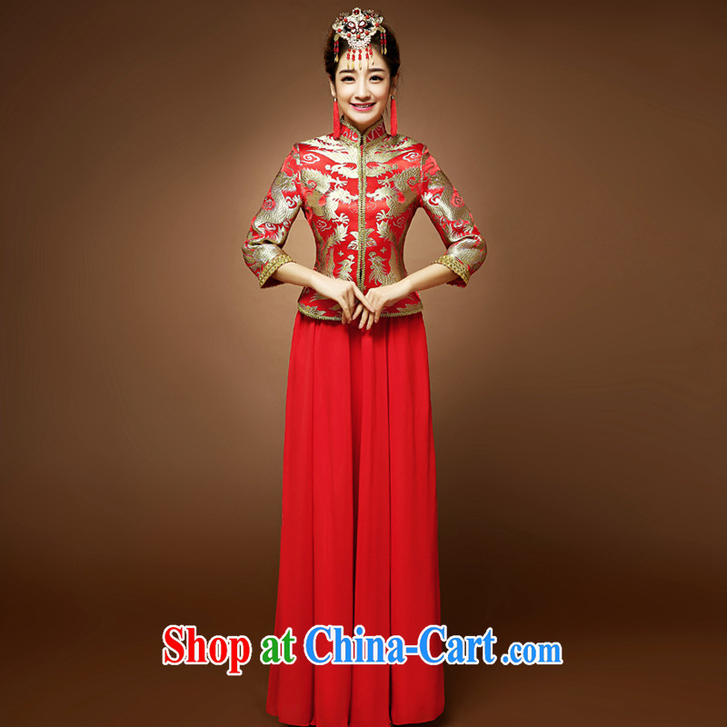 A good service is 2015 spring red bridal wedding dresses Chinese long, 7 cuff toast outfit serving red 2 XL