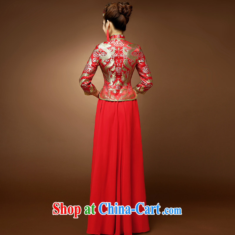 A good service is 2015 new spring red bridal wedding dresses Chinese long, 7 cuff toast dresses. Red 2 XL, good service, and, shopping on the Internet