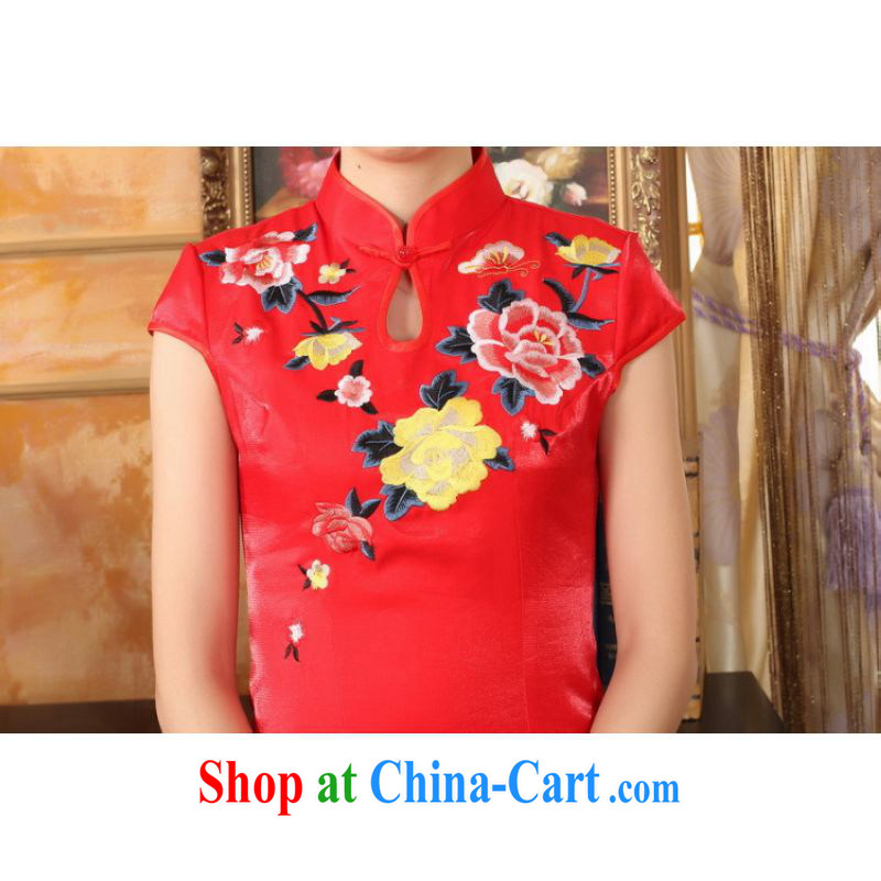 Shanghai optimization option, Ms. Tang cheongsam red embroidery cheongsam dress beauty graphics thin elegance dress long cheongsam red 2 XL, Shanghai, optimize, and shopping on the Internet
