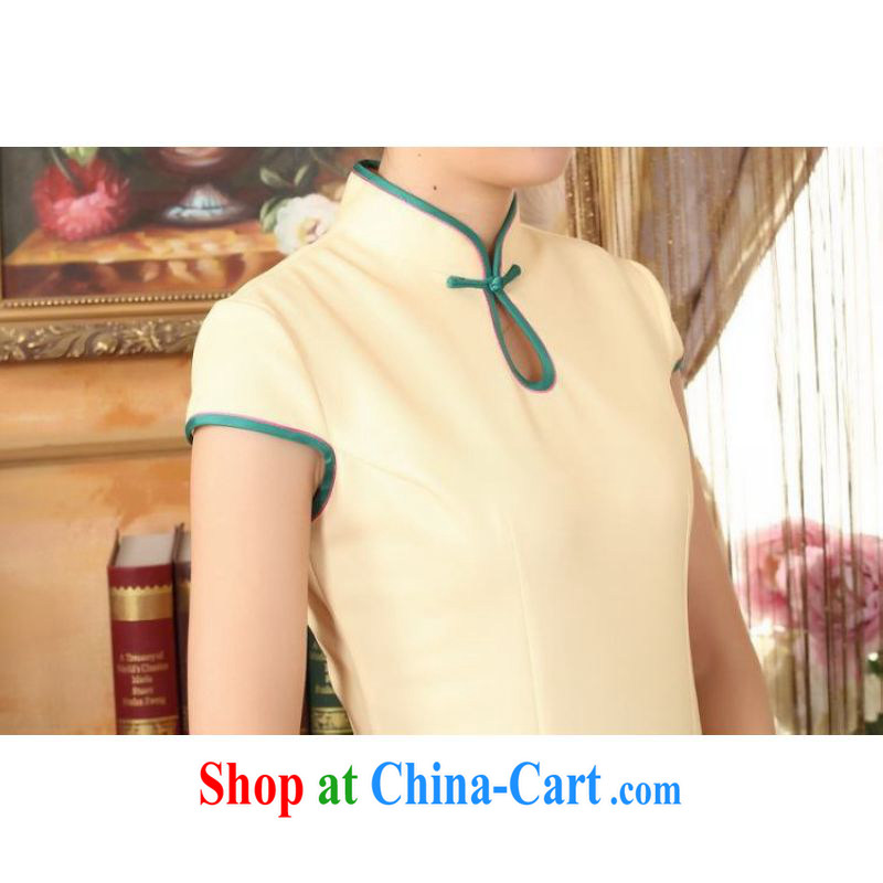 On Shanghai and optimize purchase dresses, Ms. Tang national color day Hong Kong cheongsam dress beauty graphics thin elegance dresses, long dresses yellow 2XL, Shanghai, optimize, and shopping on the Internet