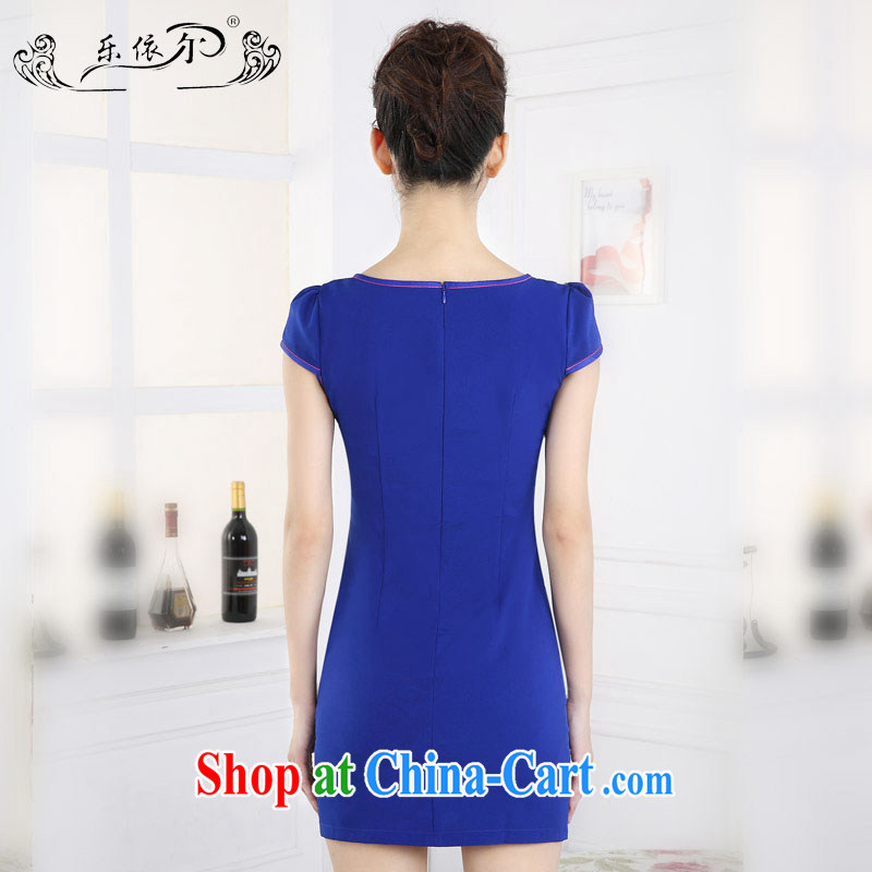 And, in accordance with the new outfit, cultivating graphics thin daily short-sleeved girl cheongsam dress improved retro the drill female LYE 66,602 blue XXL, in accordance with (leyier), online shopping