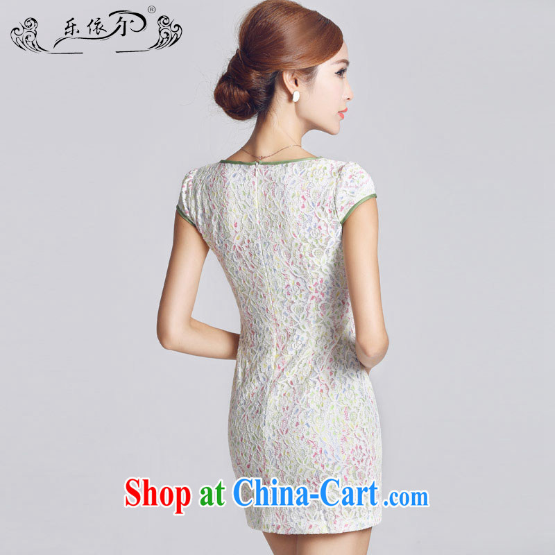And, in accordance with the new dresses, lace-patterned improved short, female cheongsam dress daily lady LYE 66,605 white XXL, music, in accordance with (leyier), shopping on the Internet