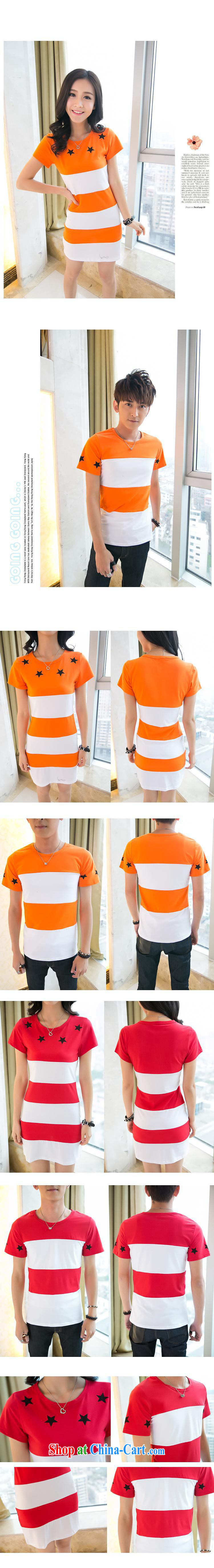Ya-ting store 2015 new Korean version stitching streaks small star pattern round the male T shirts girls dresses couples with orange male XXL pictures, price, brand platters! Elections are good character, the national distribution, so why buy now enjoy more preferential! Health