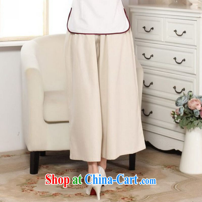 Shanghai, optimize purchase female pants summer Elastic waist cotton Ma hand-painted Tang pants MOM pants 9 pants ethnic wind widening and trouser press m yellow L, Shanghai, optimize, and shopping on the Internet