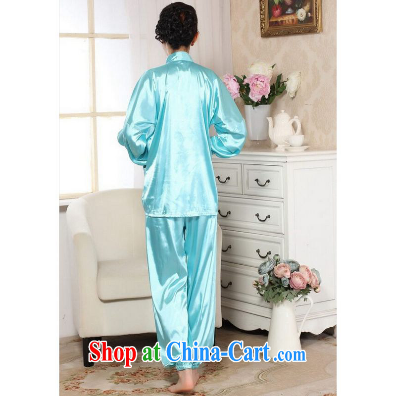 Shanghai optimization option, Spring Loaded Tang set up for Ms. damask long-sleeved T-shirt Kung Fu Tai Chi Kit blue 2 XL, Shanghai, optimize, and shopping on the Internet