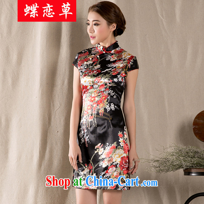 Butterfly Lovers D. 2015 new spring and summer short-sleeved Tang is improved cheongsam Chinese wind women dress suit M
