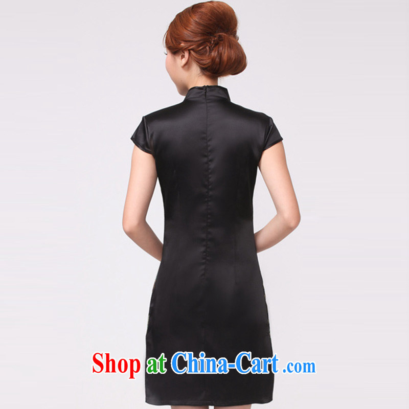 New National wind embroidery beauty short-sleeved qipao sung lim bird 2015 the payment package mail black XL, sung lim, birds, and shopping on the Internet
