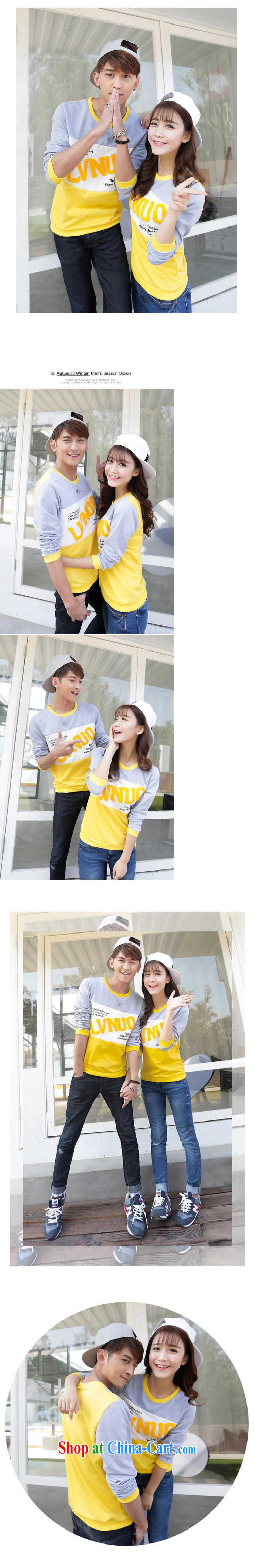 Ya-ting store spring 2015 new couples with long-sleeved T-shirt Han version round-collar letters pattern students men and women serving on yellow male XXL pictures, price, brand platters! Elections are good character, the national distribution, so why buy now enjoy more preferential! Health