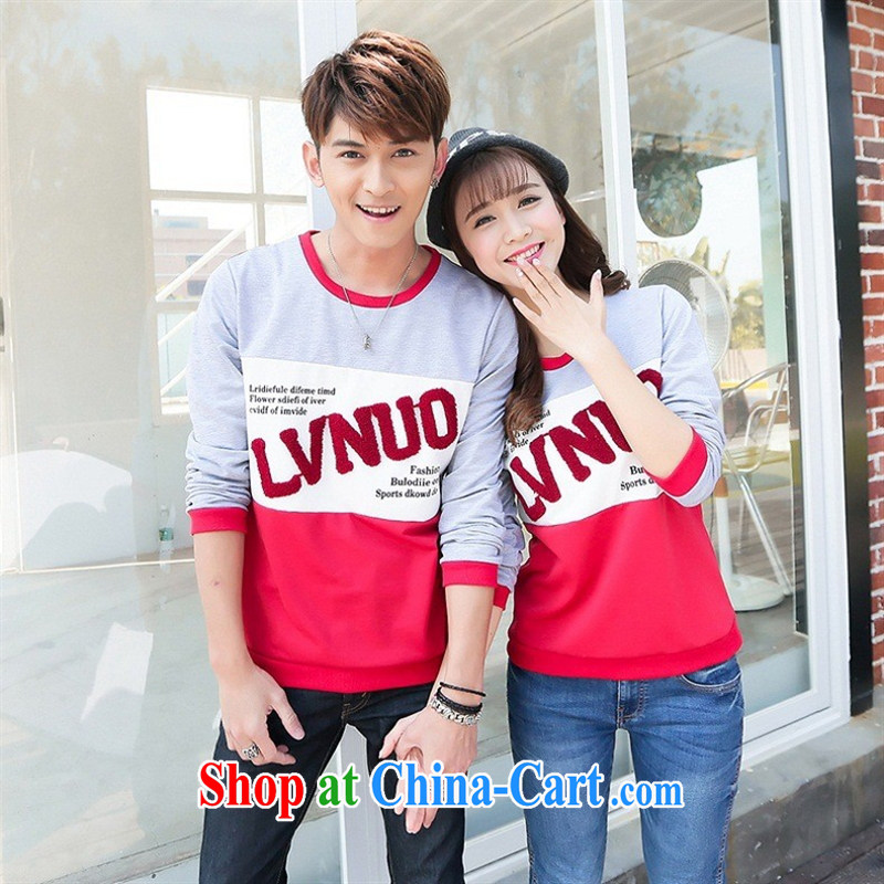 Ya-ting store spring 2015 new couples with long-sleeved T-shirt Han version round-collar letters pattern students men and women serving on yellow male XXL