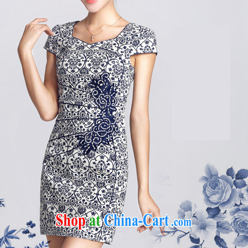 And, in accordance with the spring-loaded new outfit blue and white porcelain antique Ethnic Wind improved lady cheongsam dress LYE 66,615 blue and white porcelain XXL, in accordance with (leyier), online shopping